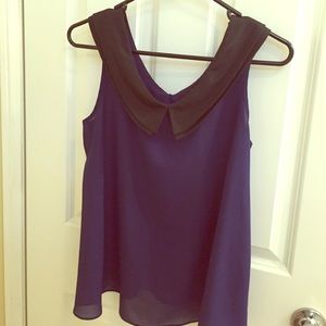 Navy Blue Collared Tank Top