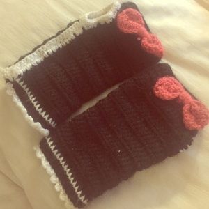 Hand made knitted hand warmers