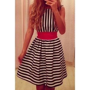 Dress Striped with red belt