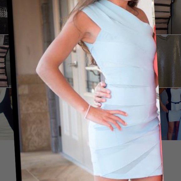 Cute & fancy powder blue one one shoulder dress
