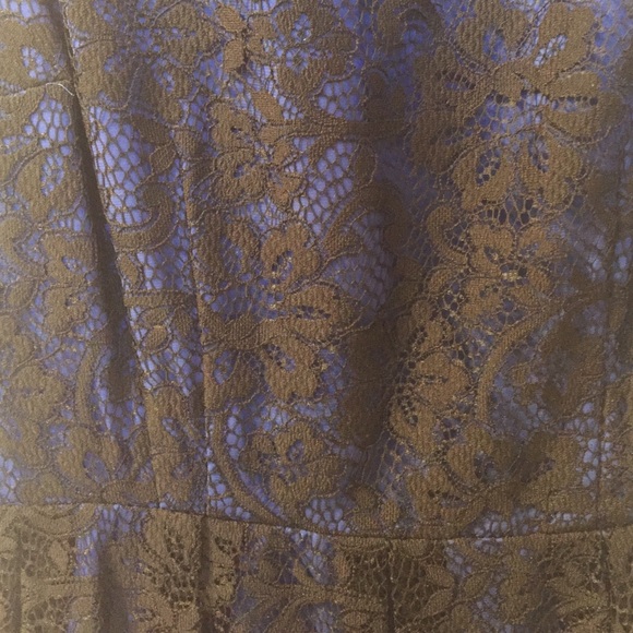 NWOT ANTHRO cobalt and black lace overlay dress - Picture 2 of 3
