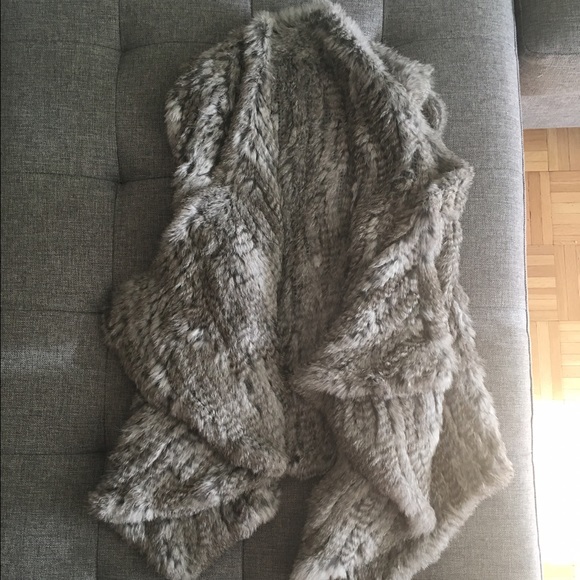 Real rabbit fur waterfall vest