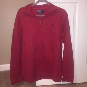 Red polo sweater pullover