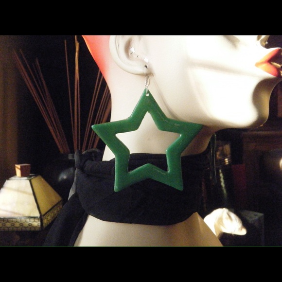 Big star earrings handmade - Picture 2 of 2