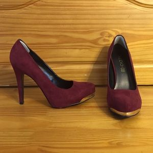 Aldo Maroon Genuine Suede Leather Heels