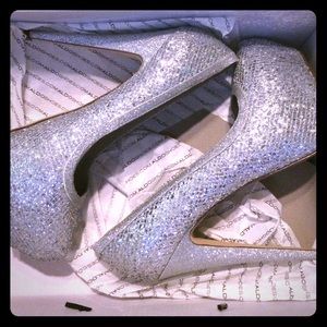 Sparkly silver heels