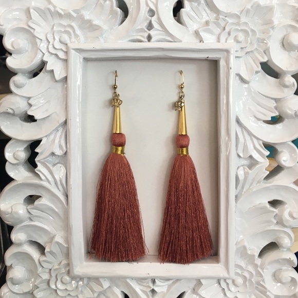 Silk tassel earrings in copper