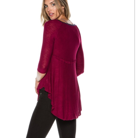 Free People Maroon Top - Picture 3 of 4