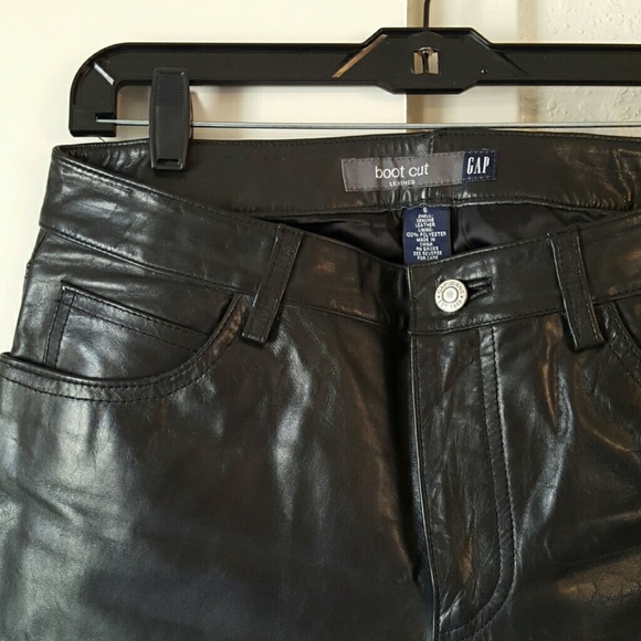 GAP 100% Black Leather Boot Cut Pants