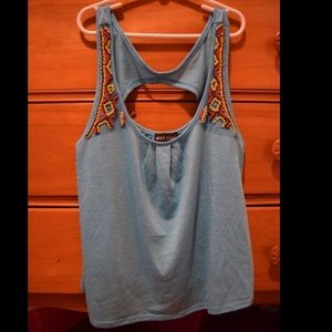 WET SEAL blue embroidered tank