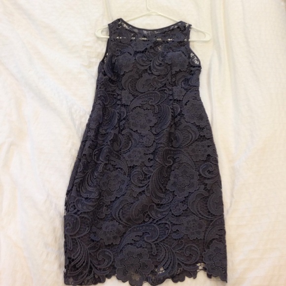 Evening lace sleeveless dress-charcoal grey