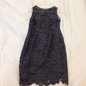 Evening lace sleeveless dress-charcoal grey