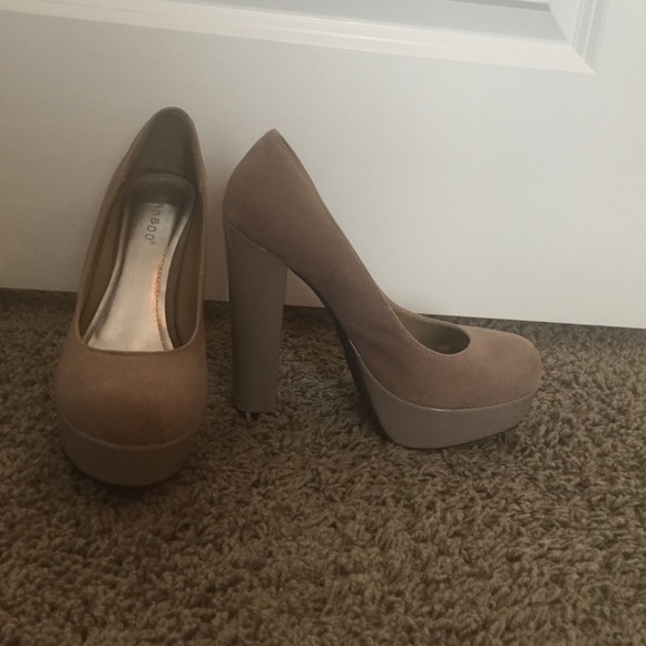 Nude suede heels