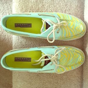 Women's Teal/Yellow Top Sider Sperrys