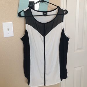 Sheer black and white tank