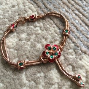 Rose gold Asian flower bracelet