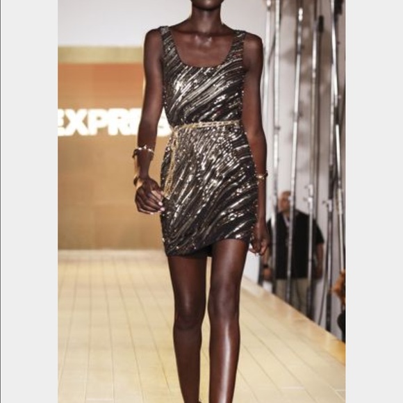 ****SOLD****Express Gold and Silver Sequined Dress