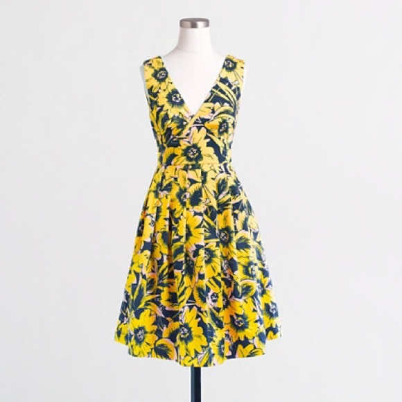 J Crew | sunflower piqué dress