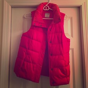 Red puffer vest