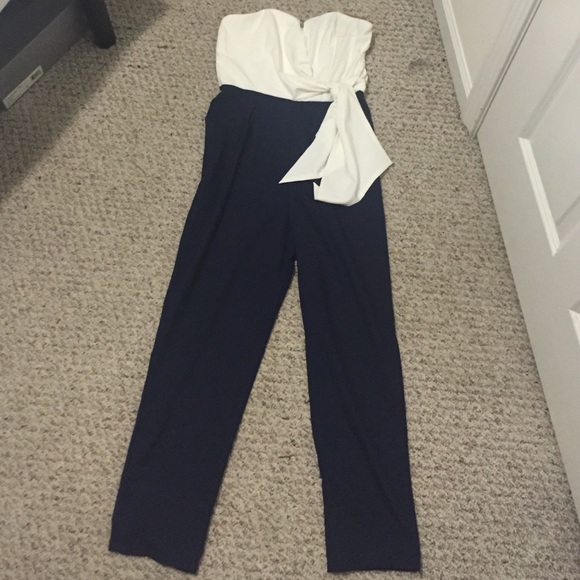 Francesca's navy and white medium jumpsuit