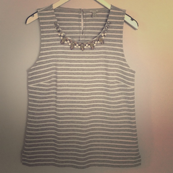 J.Crew Sleeveless Top with Jeweled Neckline