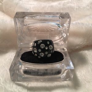 Plastic black rhinestone ring