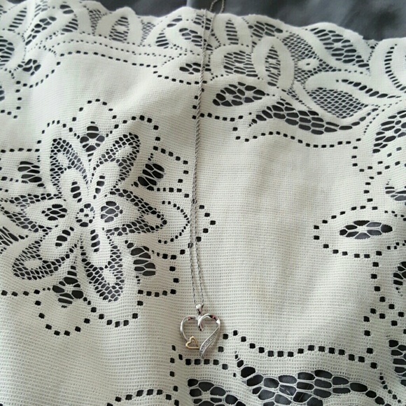2 tone Stirling silver heart necklace