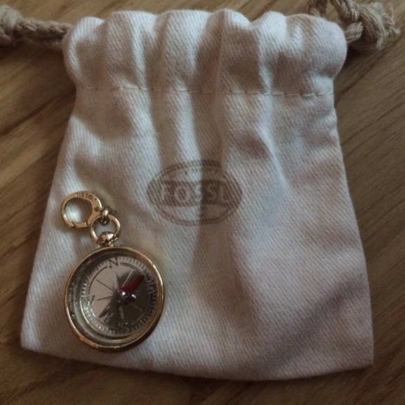 Fossil Compass Charm NWOT