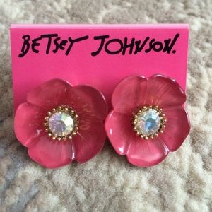 NWT Betsey Johnson pink flower post earrings