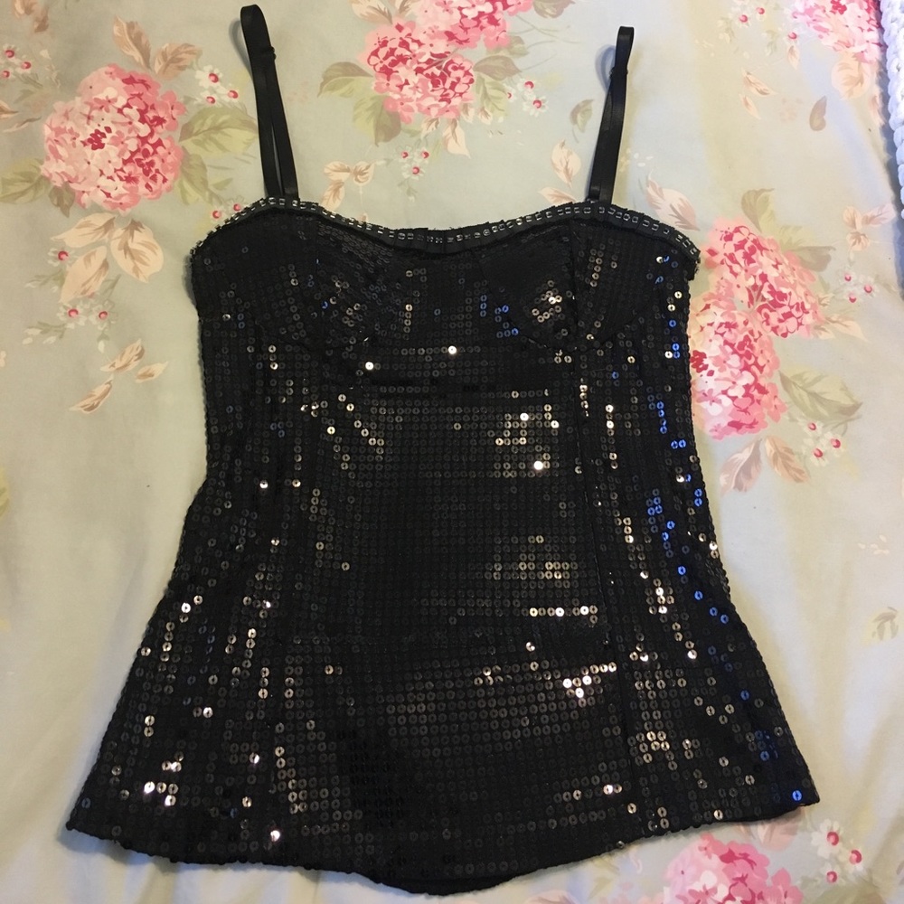 Black sequin top ▪️🖤▪️