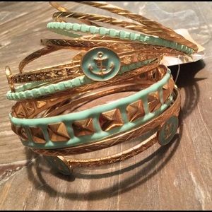 NWT - Gold and Teal Bangle Set
