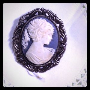 Vintage Blue Cameo Brooch