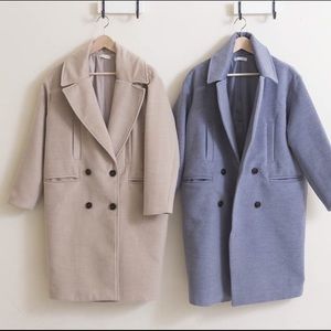 Classy off / cream white lamb wool coat