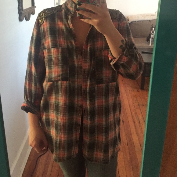 Free people sequin flannel