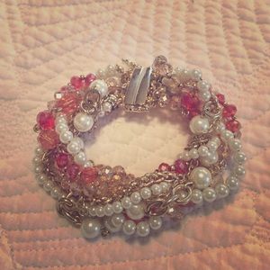Coral & Pearl Torsade bracelet WHBM