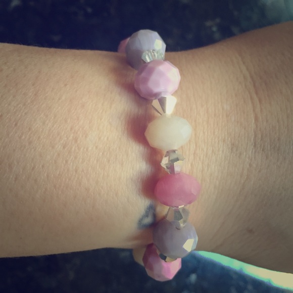 Pink lavender and clear crystal bracelet