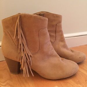 Suede fringe booties