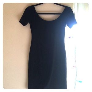 Black scoop neck/back mini dress