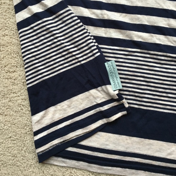 Navy & oatmeal striped covered good nursing cover