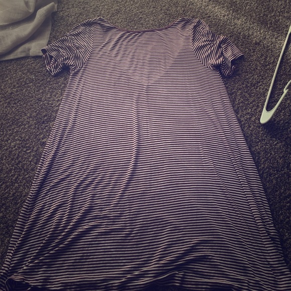 Burgundy and white striped skater dress