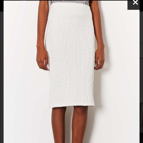 👀 Topshop white cream cable jacquard tube skirt