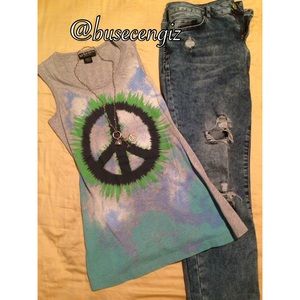 TIE DYE PEACE LOGO TANK TOP