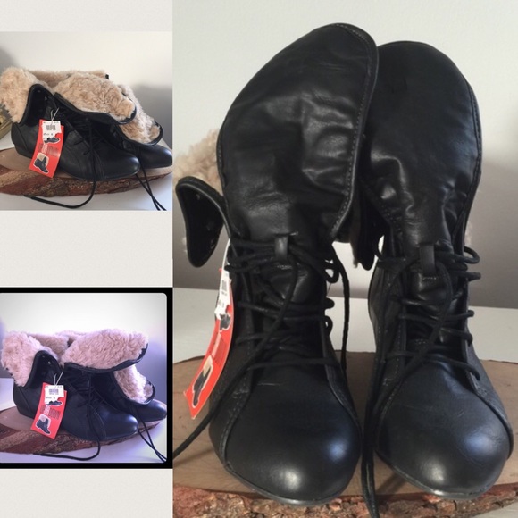 SZ 8 Comfy Faux Fur-Lined Booties by Up/Down