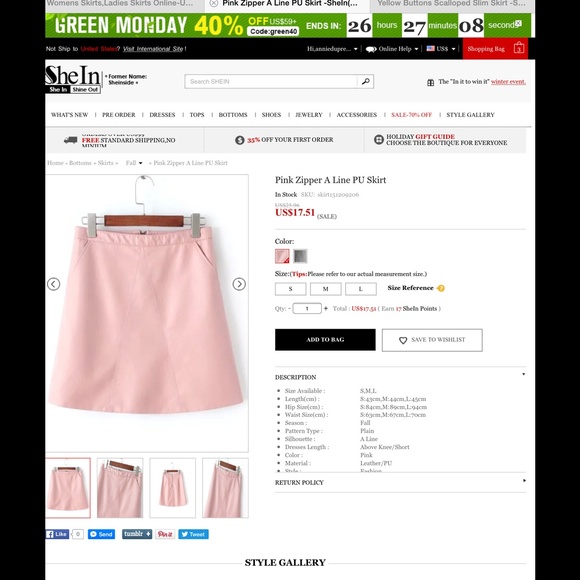 Pink pleather skirt