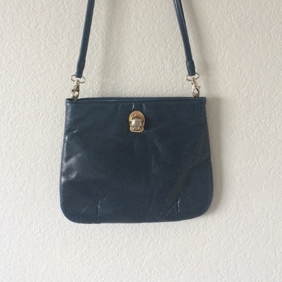 Ruth Saltz Vintage Blue Leather Cougar Purse - Picture 1 of 4