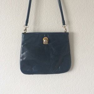 Ruth Saltz Vintage Blue Leather Cougar Purse