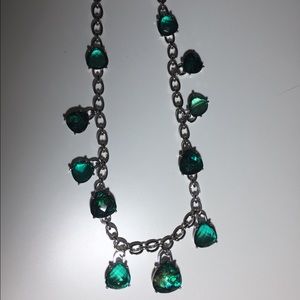 NWOT Anne Klein Aqua Green Long Silver Necklace