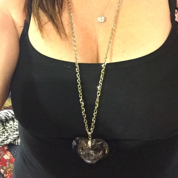 Beautiful long chain necklace with a big heart - Picture 1 of 2