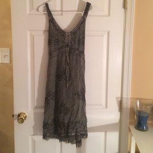 Tassels and patterned grey dress
