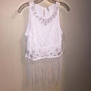 Buckle fringe tank top